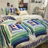 Tineit Euro Nordic Blue Solid Home Bedding Set Simple Soft Duvet Cover Set With Sheet Comforter Covers Pillowcases Bed Linen