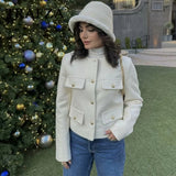 cold weather outfits Tineit 2024 Spring Casual Women Short Jackets Fashion Streetwear Solid Pockets O Neck Single Breasted Elegant Chic Short Jackets