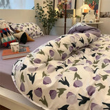 Tineit Floral Bedding Set with Duvet Cover No Filling Flat Sheet with Pillowcases 2024 New Kids Queen Full Size Boys Girls Bed Linen