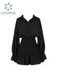 christmas outfit Tineit Black Gothic Women's Shirt Dress French Style Vintage Retro Dress Long Sleeve Casual Chic Elegant Tunic High Waist Sundress 2025