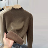 thanksgiving outfit Tineit Casual Solid Thicken Turtleneck Sweater Women Slim Fit Warm Plush Pullover Sweaters Female Korean Winter Simple Base Tops