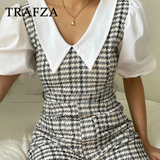 cold weather outfits Tineit 2024 Spring Summer Casual Women Playsuits Fashion Vintage Plaid High Waist Sashes Slim Streetwear Ladies Playsuits