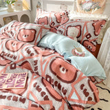 Tineit Ins Pink Rose Bedding Set Polyester Bed Sheet Pillowcase Quilt Cover Full Twin Queen Size Bed Linen Girls Floral Duvet Cover