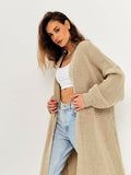 thanksgiving outfit Tineit Casual Knitted Solid Open Long Cardigan Women Retro Loose Soft Long Sleeve Maxi Sweaters Female Autumn Chic Street Outwear