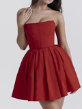 Tineit 2024 New Strapless Plain Sleeveless Mini Dress