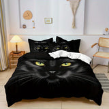 Tineit 3pcs Duvet Cover Set, Black Cat Print Bedding Set, Soft Comfortable Duvet Cover, For Bedroom, Guest Room