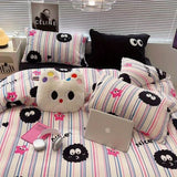 Tineit Cute Bear Bedding Set No Filler Ins Korean Style Duvet Cover Pillowcase 2024 New Single Full Size Kids Adult Soft Bed Linen