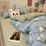 Tineit Floral Bedding Set with Duvet Cover No Filling Flat Sheet with Pillowcases 2024 New Kids Queen Full Size Boys Girls Bed Linen