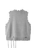 christmas outfit Tineit Knitted Sweater Vests For Women O-Neck Oversized Pullovers Loose Thicken Jumper Female Casual Ripped Hole Sweaters Spring New