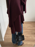 Tineit Elegant Wine Red Casual Jacket With Scarf Collar New Women's Fashion Full Sleeves Coat 2024 Autumn Female Chic High Streetwear