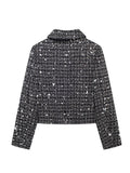 Tineit Glitter Sequins Diamonds Coat Women Single Breasted Loose Lapel Shining Luxurious Fashion Jacket Female Evening Party Coats Top