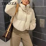 cold weather outfits Tineit 2024 Autumn Winter Streetwear Thick Women Short Coats Fashion Casual Warm High Collar Solid Chic Ladies Short Jackets