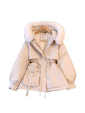 christmas outfit Tineit Women's White Parka Jacket Thicken Warm Cotton Jacket Harajuku Vintage Hoodies Padded Jackets Outerwear 90s 2000s Clothes Winter