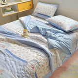 Tineit 2024 New Summer Water Washed Glutinous Cotton Summer Bedding Cover Set of Four Pieces