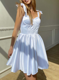 Tineit Elegant A Line Spaghetti Straps Lilac Satin Homecoming Dress Birthday Outfits (PRE-ORDER)