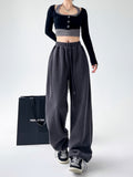 christmas outfit Tineit Women Grey Pants Baggy Streetwear 90s Aesthetic Sweatpants Harajuku 2000s Y2k Elegant Vintage Soft Trousers Fashion Clothes 2025