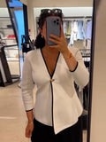 Tineit Knitted White Cardigan Women One Button Casual V-neck Long Sleeve Sweater Female 2025 Autumn New All-match Basic Chic Coat Tops