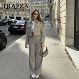 cold weather outfits Tineit 2024 Spring Summer Casual Women Solid Suits Fashion Streetwear Pockets Turn-down Collar Short Jackets+Chic Wide leg pants