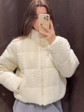 Tineit Knitted Cotton Thicken Short Coat Women Zipper Turn-down Collar Loose Long Sleeve Warm 2025 Winter Jacket Chic Street Outwear