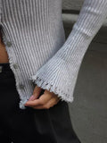 Tineit Knitted Casual Cardigans Women Single Breasted Loose V-neck Solid Office Rib Elegant Sweater Female 2025 Autumn Long Sleeve Tops