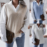 Tineit 2024 Fall Fashion Hollow Leaf Casual Knitted Sweater