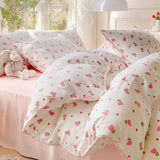 Tineit Lovely Pastoral Girls Flower Bedding Set, Soft Washed Cotton Bed Linens For Dreamy Nights, Simple Bedspread And Home Textile