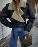 Tineit Leeana Shearling Faux Leather Aviator Jacket