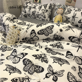 Tineit Ins Style Fashion Butterfly Bedding Set For Girls Boys Double Size Flat Sheet Duvet Cover Pillowcase Bed Linen Home Textile