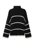 Tineit Striped High Neck Loose Sweater