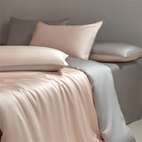 Tineit Four piece set of natural silk solid color bedding, ice silk smooth nude sleeping bedding