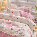 Tineit Fashion Duvet Cover Set Korean Ins Style 2024 New Flat Sheet Pillowcase No Filler Kids Adult Bedding Kit Twin Queen Bed Linen