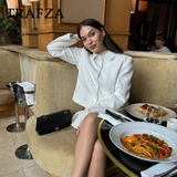 cold weather outfits Tineit 2024 Spring Summer Casual Women Suits Fashion Elegant Turn-down Collar Solid Shirts+Chic Folds Ball Gown Loose Skirts