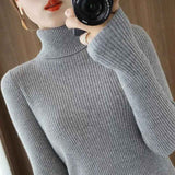 thanksgiving outfit Tineit Zoki Winter Warm Turtleneck Sweater Women Solid Simple Basic Thick Velvet Knitted Pullover Korean Elegant Slim All Match Jumper