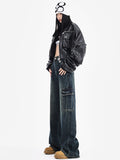 christmas outfit Tineit Women's Blue Baggy Y2k Cargo Jeans Harajuku Denim Trousers Japanese 2000s Style Oversize Jean Pants Trashy Vintage Clothes 2025