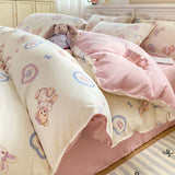 Tineit Fashion Bedding Set No Filler Full Queen Size Duvet Cover Flat Sheet Pillowcase Kids Adults Soft Comforter Cover