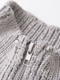 Tineit Knitted Zipper Cardigans Women Pocket High Collar Loose Long Sleeve Casual Chic Sweater Female 2025 Winter All-match Coat Tops