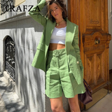 cold weather outfits Tineit 2024 Spring Summer Office Lady Solid Suits Fashion Streetwear Pockets Shrug Double Breasted Blazers+Zipper Sashes Shorts