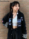 Tineit Streetwear BF Women Coats Harajuku Hip-hop Fashion Outwear 2025 Ropa Mujer Embroidery Casual Korean Jackets Oversized Y2k Tops