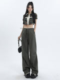 christmas outfit Tineit Women's Grey Baggy Pants Vintage Y2k Parachute Pants Harajuku Aesthetic Japanese 2000s Style High Waist Trousers 2000s Clothes