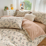 Tineit Floral Ins Bedding Set Cotton Made No Filler Duvet Cover Flat Sheet Pillowcase Single Queen Size Soft BedSpread Home Textile