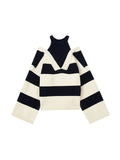 christmas outfit Tineit Women Sweaters Striped Fake Two Pieces Off Shoulder Slash neck Pullovers Womens Trendy 2025 Autumn Winter New Chic Knitwear Tops