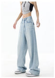 Tineit Light Blue Washed Baggy Boyfriend Jeans