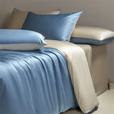 Tineit Four piece set of natural silk solid color bedding, ice silk smooth nude sleeping bedding