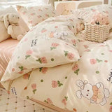 Tineit Floral Bedding Set with Duvet Cover No Filling Flat Sheet with Pillowcases 2024 New Kids Queen Full Size Boys Girls Bed Linen