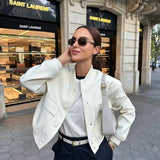 thanksgiving outfit Tineit 2024 Fashion New Casual Large Pocket Short Top Standing Neck Straight Shoulder Loose Fit Pilot Jacket Coat