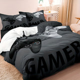 Tineit Gamepad Design 3-Piece Duvet Cover Set - Soft & Breathable Bedding, Ideal for Bedroom and Guest Room  Duvet Cover + 2 Pillowcase