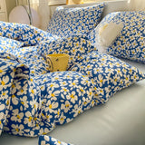 Tineit Bedding Set Floral Style Duvet Cover Pillowcase and Bedsheet Home Bed Linen Set Single/Queen Size Bedclothes