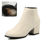 cold weather outfits Tineit size 34-45 fashion Autumn Spring flock Women ankle boots Thick heel Black Beige shoes Flock CCA064