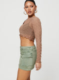 Tineit-Zakai Cargo Denim Mini Skirt Green