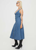 Tineit Midler Denim Midi Dress Mid Blue